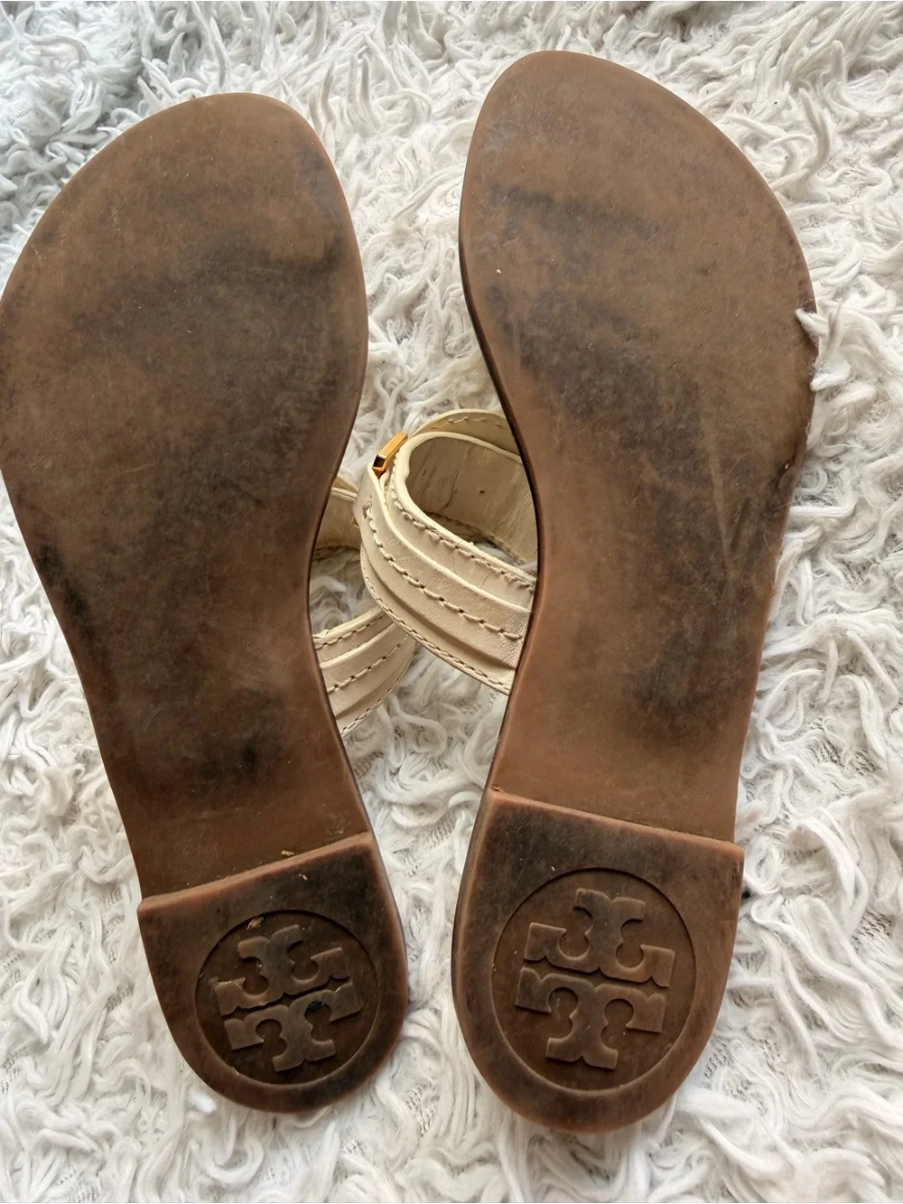 Tory Burch Leather Miller Thong Sandals with Gold Logo